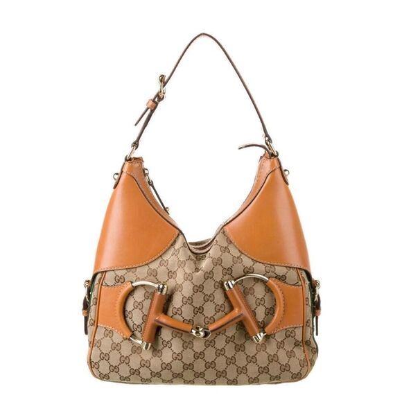 Gucci Canvas Web Horsebit Sherry Line GG Hobo Bag - Picture 1 of 16